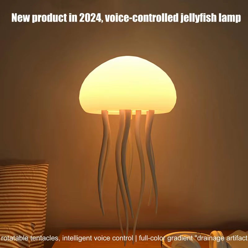 LED Jellyfish Lamp Cute Voice Controlled Jellyfish Bedside Lamp for Bedside Desk Decorative Atmosphere Lighting